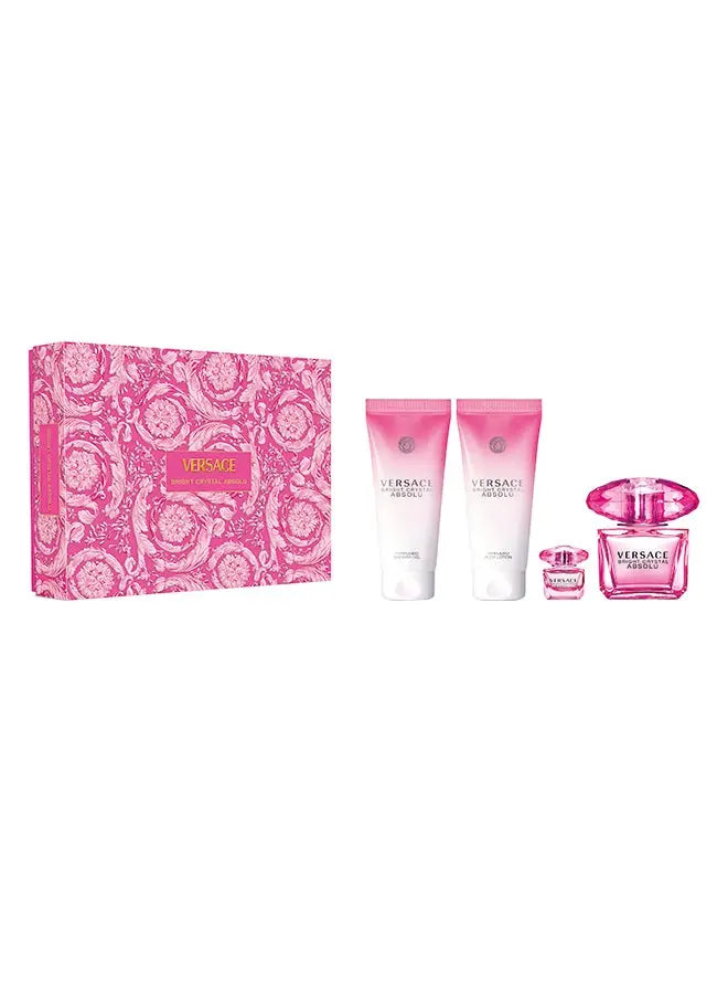 Versace Bright Crystal Absolu Gift Set 90ml EDP + 5ml Mini + 100ml Shower Gel + 100ml Body Lotion