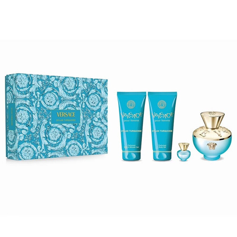 Versace Dylan Turquoise 100ml EDT Spray + 100ml Body Lotion + 100ml Shower Gel + Mini