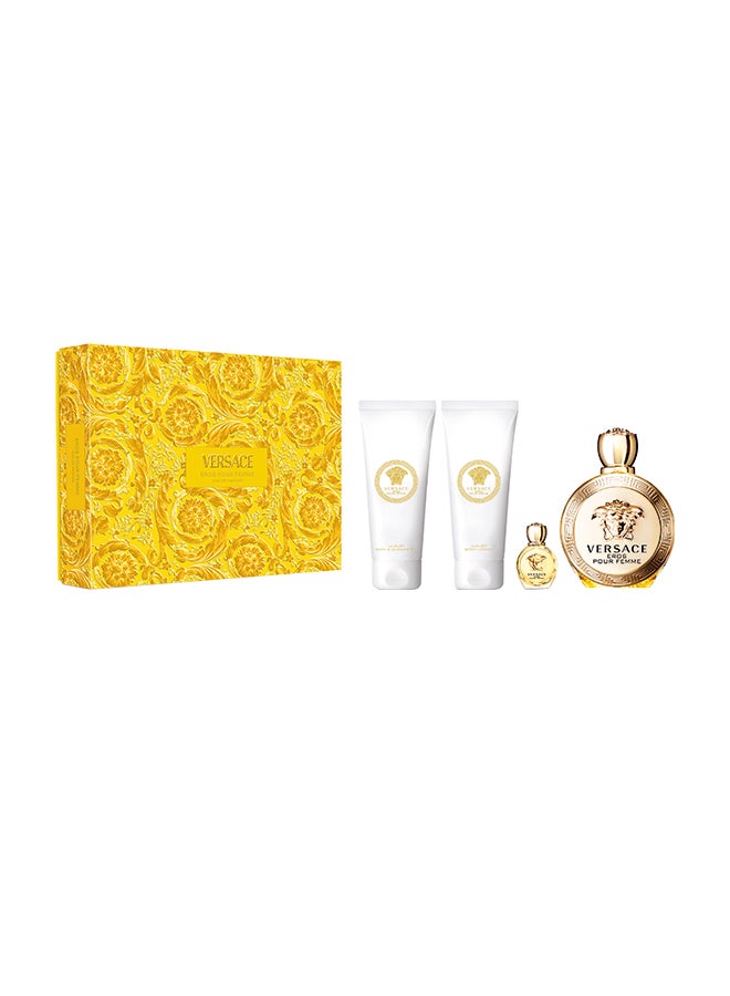 Versace Eros Pour Femme 100ml EDP + 100ml Body Lotion + 100ml Shower Gel + 5ml Mini GIFT SET
