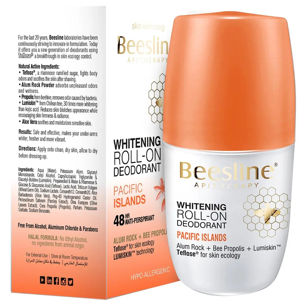 Beesline Pacific Island Whitening Roll-On Deodorant White/Orange 50ml